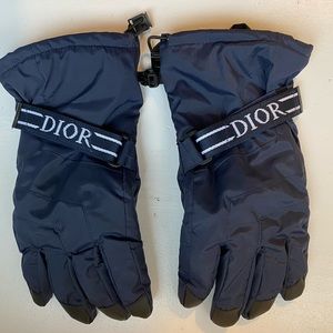 Dior Ski Gloves With 'DIOR' Band- Navy Blue and Black